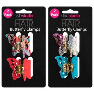 Style Studio Hair Butterfly Clamps 2pk - Red 2 Style Studio Hair Butterfly Clamps 2pk - Red - Image 2