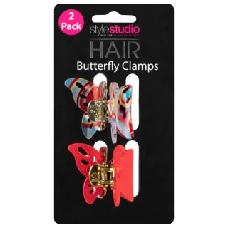 Style Studio Hair Butterfly Clamps 2pk - Red 1 Style Studio Hair Butterfly Clamps 2pk - Red