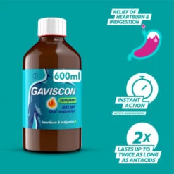 Gaviscon Original Peppermint 600ml -Care Product Store 358985 gavison liquid peppermint 600ml 2