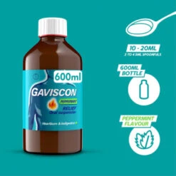 Gaviscon Original Peppermint 600ml -Care Product Store 358985 gavison liquid peppermint 600ml 3