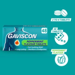 Gaviscon Chewable Tablets 48pk - Peppermint -Care Product Store 379273 gaviscon 48 chewable tablets peppermint 3