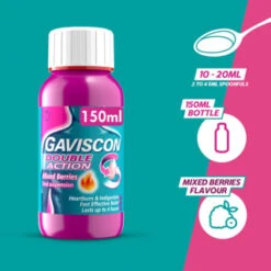 Gaviscon Double Action 150ml - Mixed Berries -Care Product Store 379279 gaviscon 150ml double action mixed berries liquid 2